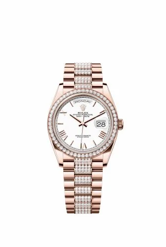 Rolex Day-Date 36 Everose Gold / Diamond / White - Roman / President - Diamond 128345RBR-0071 (m128345rbr-0071)